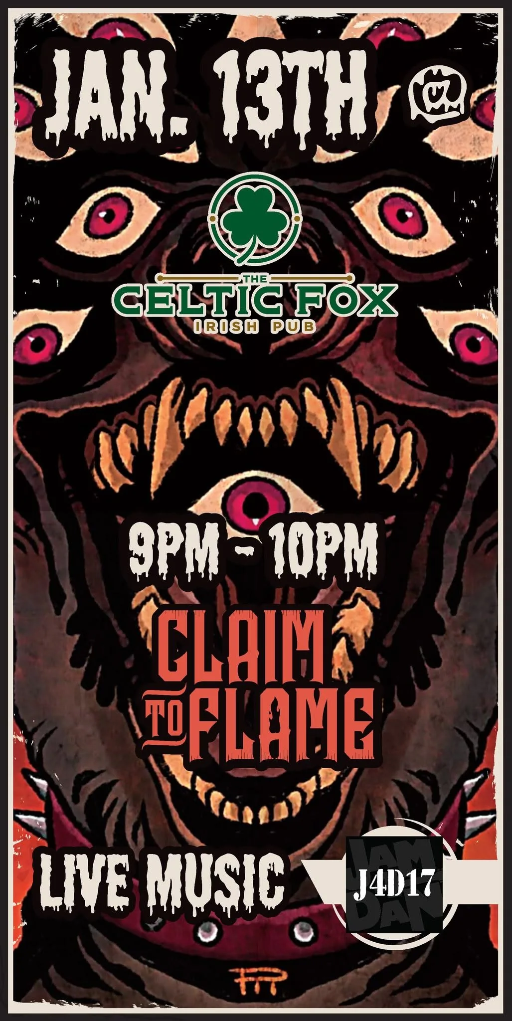 Claim To Flame Jam for Dan at The Celtic Fox flyer