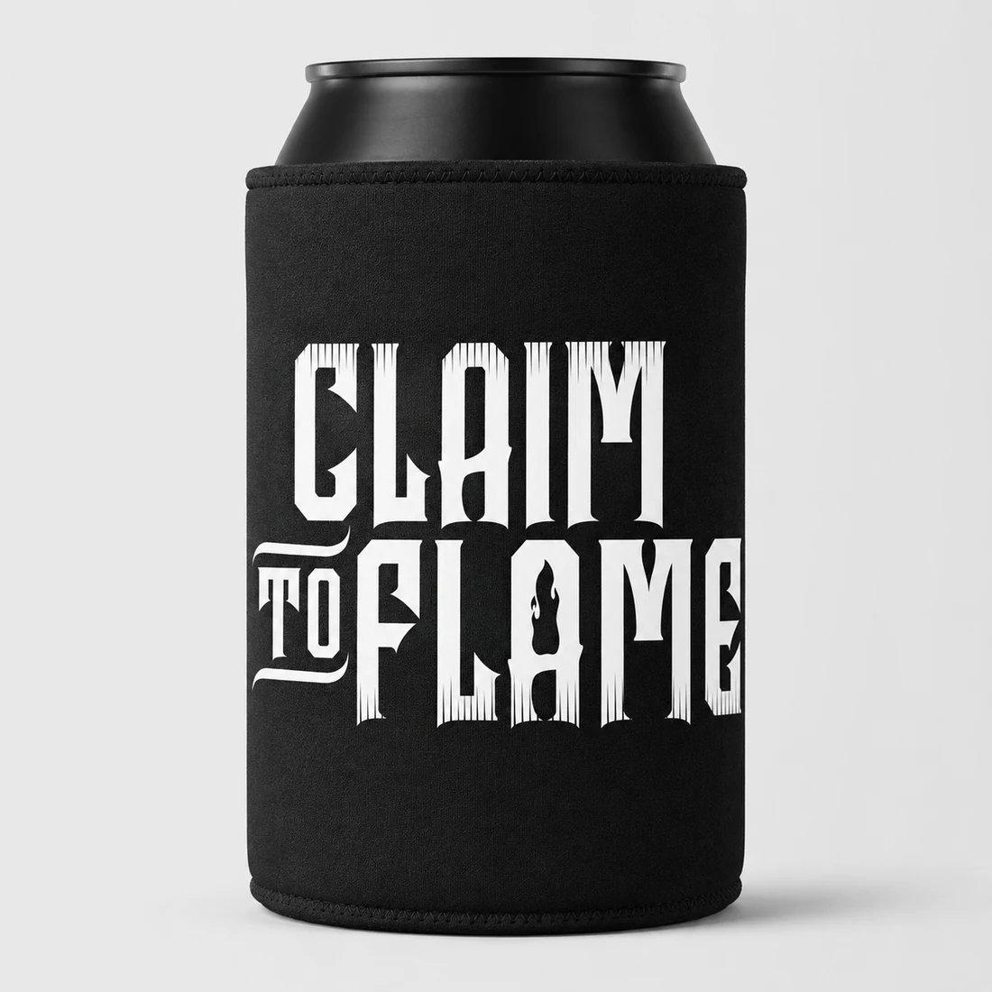 Claim To Flame Black Caddy black can cooler with white logo