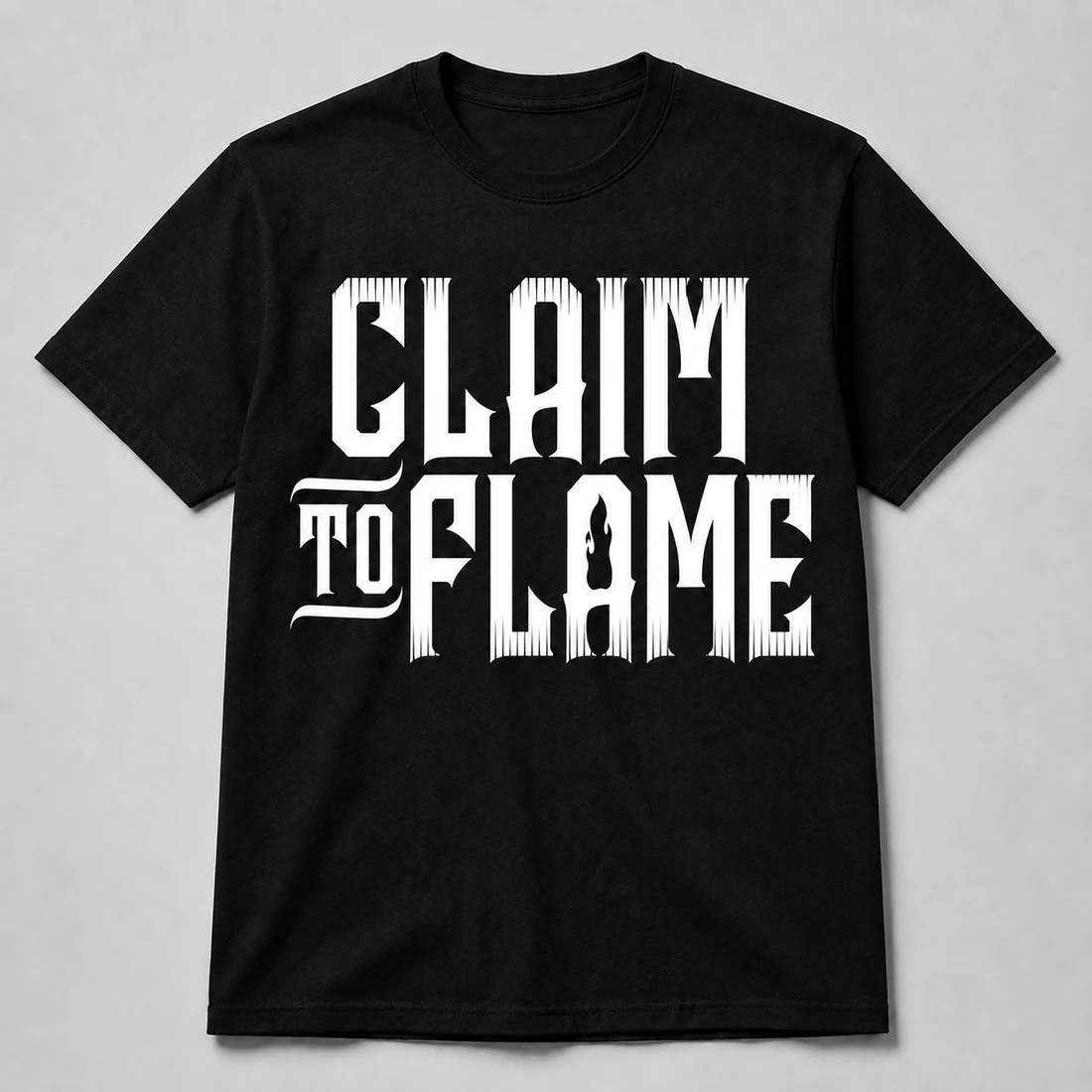 Claim To Flame Flagship black T-shirt with full chest logo print