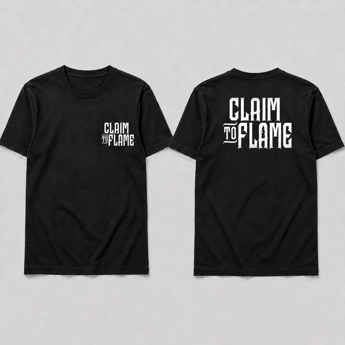 Claim To Flame Road Crew black T-shirt with pocket chest logo and full back print